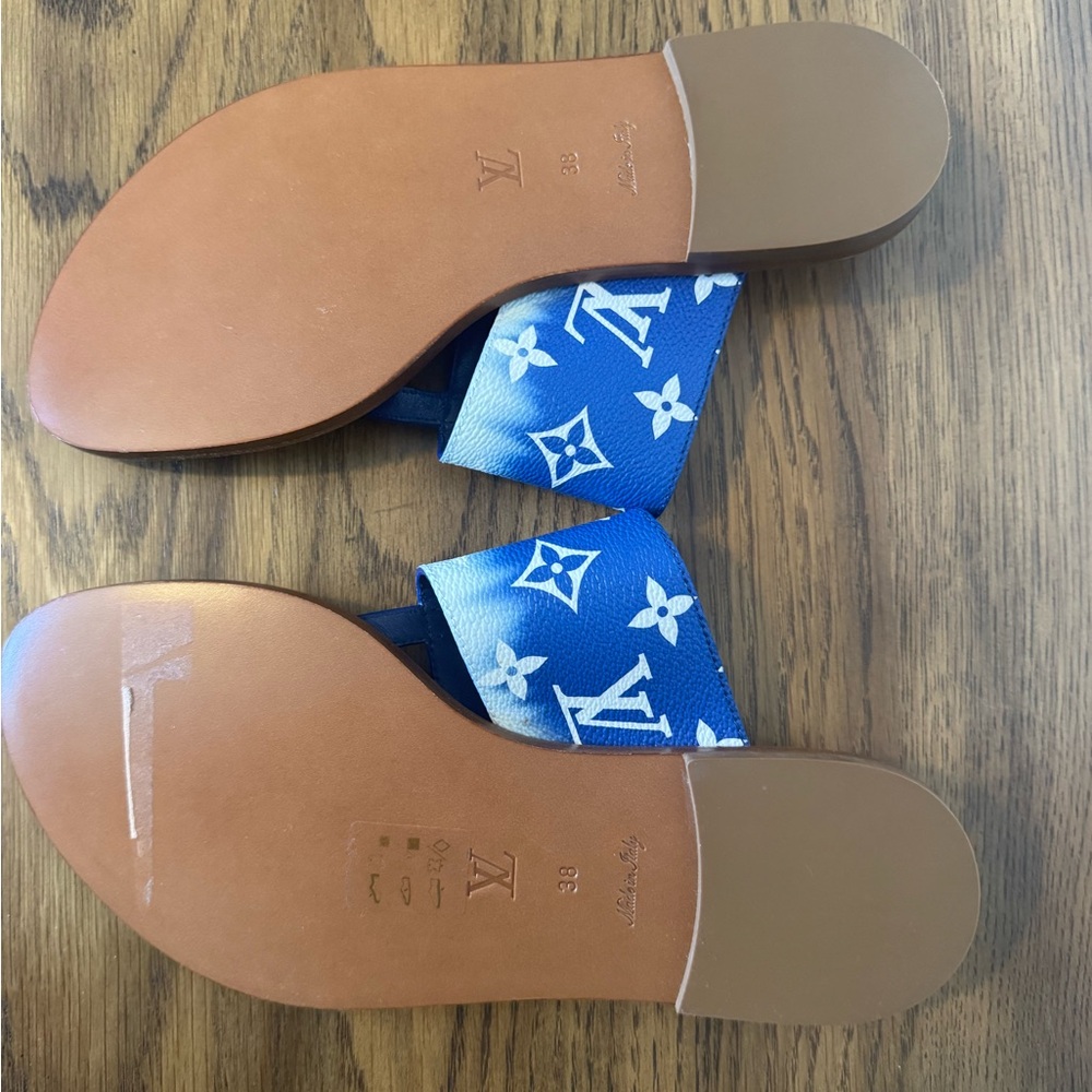 Louis Vuitton Navy and White Monogram Sandals NEVER WORN - Picture 5 of 6